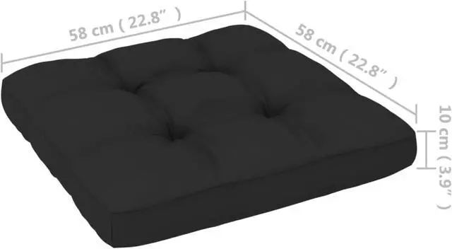 Alt view image 6 of 17 - vidaXL Pallet Sofa Cushion Black 22.8"x22.8"x4"