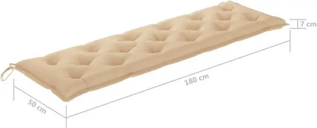 Alt view image 8 of 12 - vidaXL Bench Cushion Outdoor Water Repellent Bench Cushion Beige Oxford Fabric