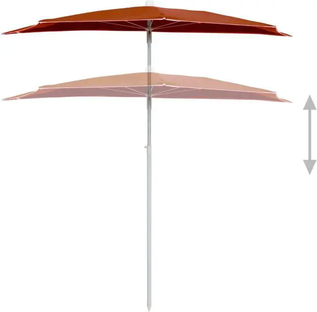 Alt view image 11 of 12 - vidaXL Garden Half Parasol with Pole Outdoor Patio Sunshade Backyard Terracotta