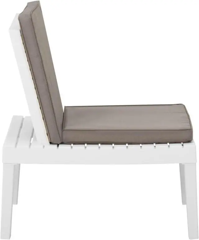 Alt view image 3 of 13 - vidaXL Garden Lounge Chair with Cushion Plastic White