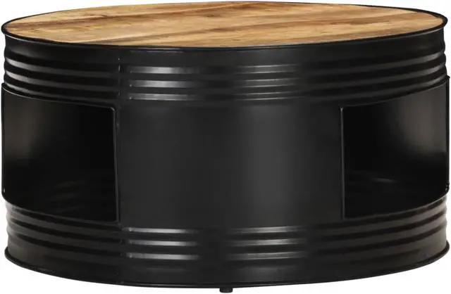 Alt view image 3 of 17 - vidaXL Coffee Table Black  26.8"x26.8"x14.2" Solid Rough Mango Wood