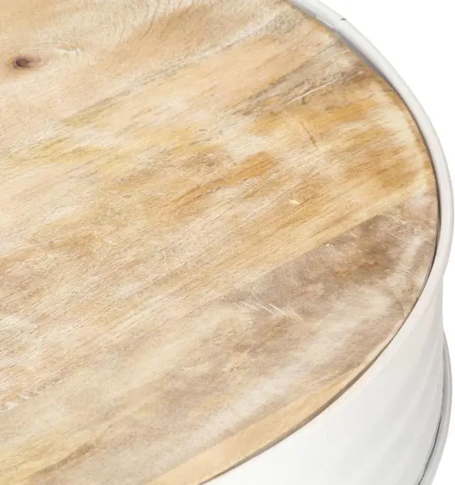 Alt view image 4 of 13 - vidaXL Coffee Table White 26.8"x26.8"x14.2" Solid Mango Wood