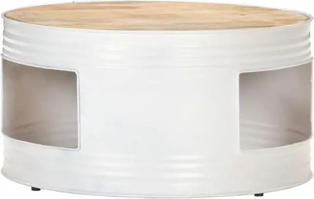 Alt view image 2 of 13 - vidaXL Coffee Table White 26.8"x26.8"x14.2" Solid Mango Wood