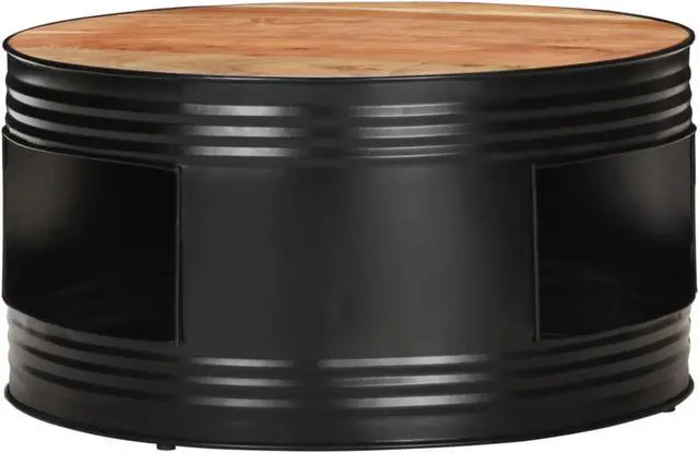 Alt view image 4 of 17 - vidaXL Coffee Table Black 26.8"x26.8"x14.2" Solid Acacia Wood