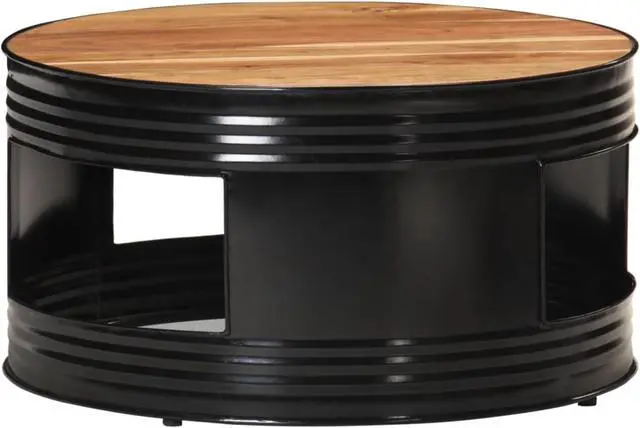 Main image of vidaXL Coffee Table Black 26.8"x26.8"x14.2" Solid Acacia Wood