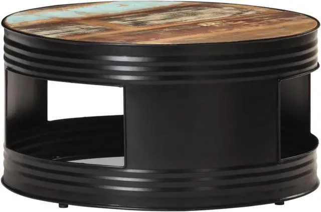 Main image of vidaXL Coffee Table Black  26.8"x26.8"x14.2" Solid Reclaimed Wood