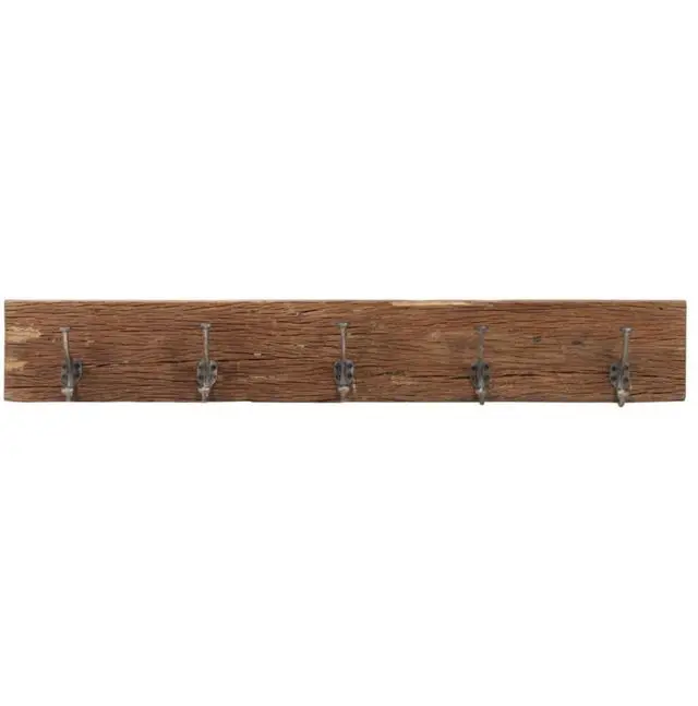 Alt view image 6 of 16 - vidaXL Hall Hanger with 5 Hooks 39.4"x1"x5.9" Solid Reclaimed Wood