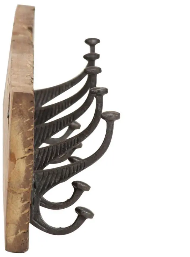 Alt view image 7 of 16 - vidaXL Hall Hanger with 5 Hooks 39.4"x1"x5.9" Solid Reclaimed Wood