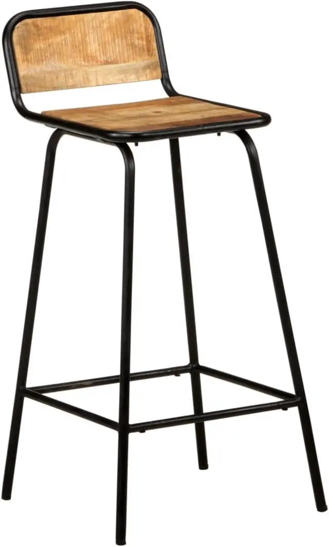 Alt view image 9 of 12 - vidaXL Bar Stools Bar Seats Counter Height Island Stools 2 Pcs Solid Mango Wood