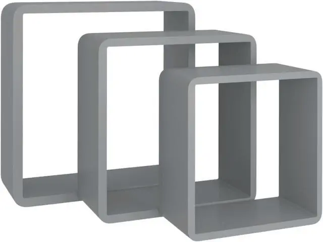 Alt view image 10 of 19 - vidaXL wall cube shelves Floating Cube Shelves Display Shelves 3 Pcs Gray