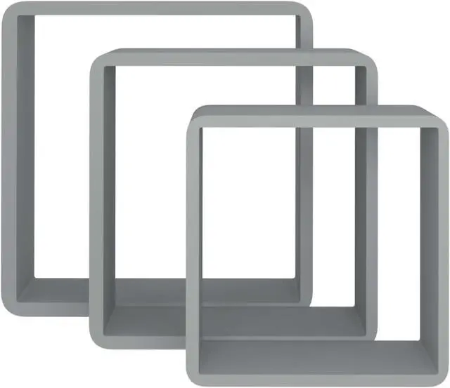 Alt view image 11 of 19 - vidaXL wall cube shelves Floating Cube Shelves Display Shelves 3 Pcs Gray