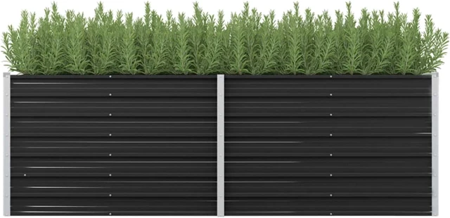 Alt view image 11 of 11 - vidaXL Garden Raised Bed Anthracite 94.5"x31.5"x30.3" Galvanized Steel