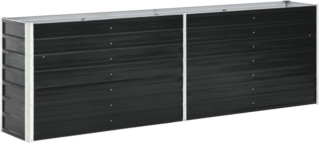 Main image of vidaXL Garden Raised Bed Galvanized Steel 94.5"x15.7"x30.3" Anthracite