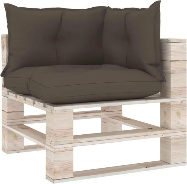 Alt view image 4 of 18 - vidaXL 3x Pallet Sofa Cushions Taupe Fabric Garden Outdoor Patio Lounge Seats