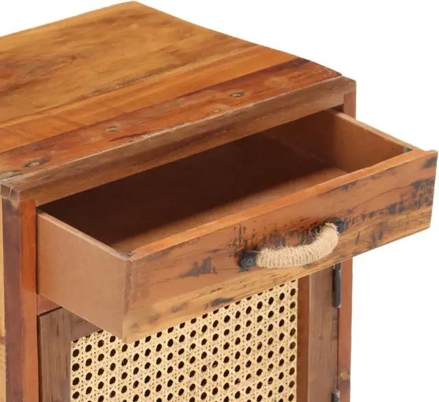 Alt view image 9 of 18 - vidaXL Cabinet Bedside End Table with 1 Drawer and 1 Door Solid Reclaimed Wood