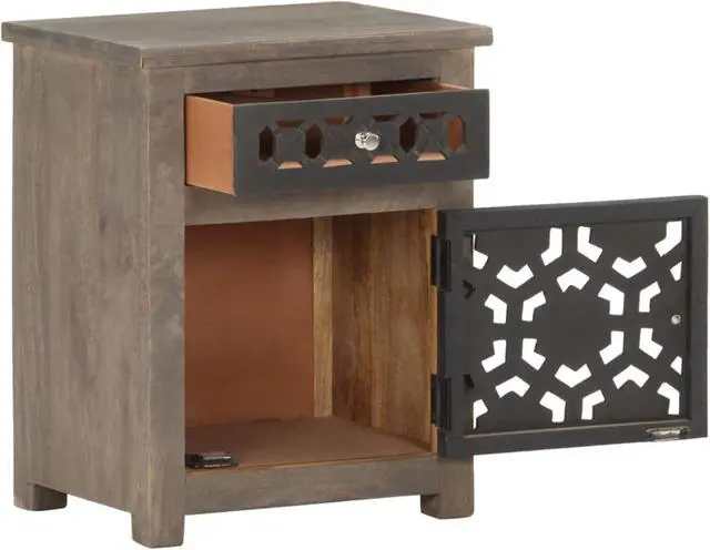 Alt view image 7 of 16 - vidaXL Cabinet Bedside End Table with 1 Drawer and 1 Door Solid Wood Mango