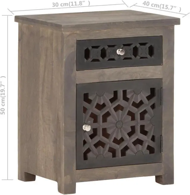 Alt view image 10 of 16 - vidaXL Cabinet Bedside End Table with 1 Drawer and 1 Door Solid Wood Mango