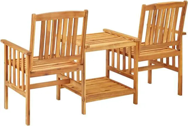 Alt view image 4 of 12 - vidaXL Garden Chairs with Tea Table and Cushions Solid Acacia Wood