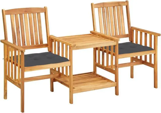 Main image of vidaXL Garden Chairs with Tea Table and Cushions Solid Acacia Wood