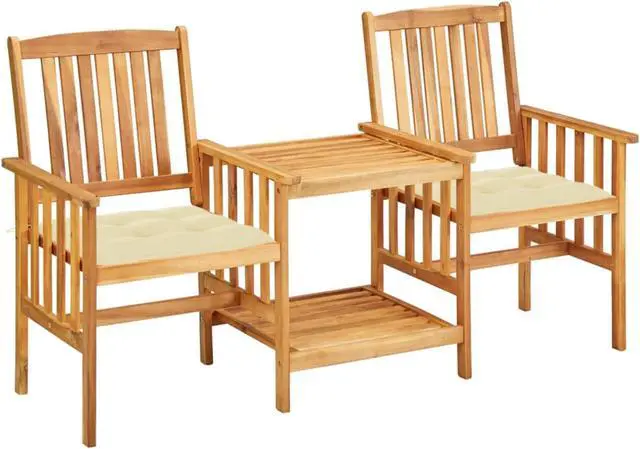 Main image of vidaXL Garden Chairs with Tea Table and Cushions Solid Acacia Wood