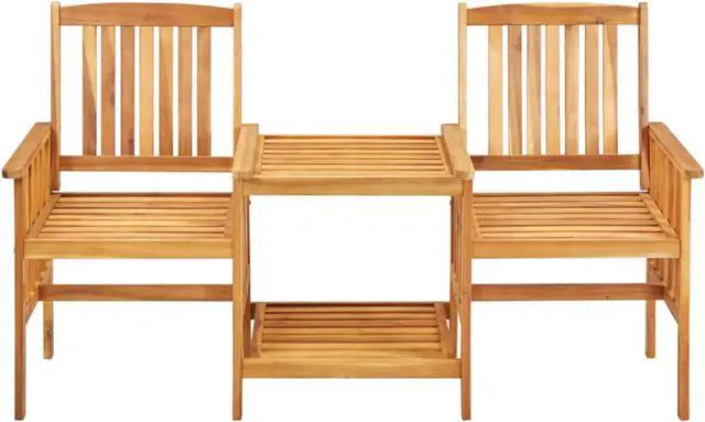 Alt view image 3 of 12 - vidaXL Garden Chairs with Tea Table and Cushions Solid Acacia Wood