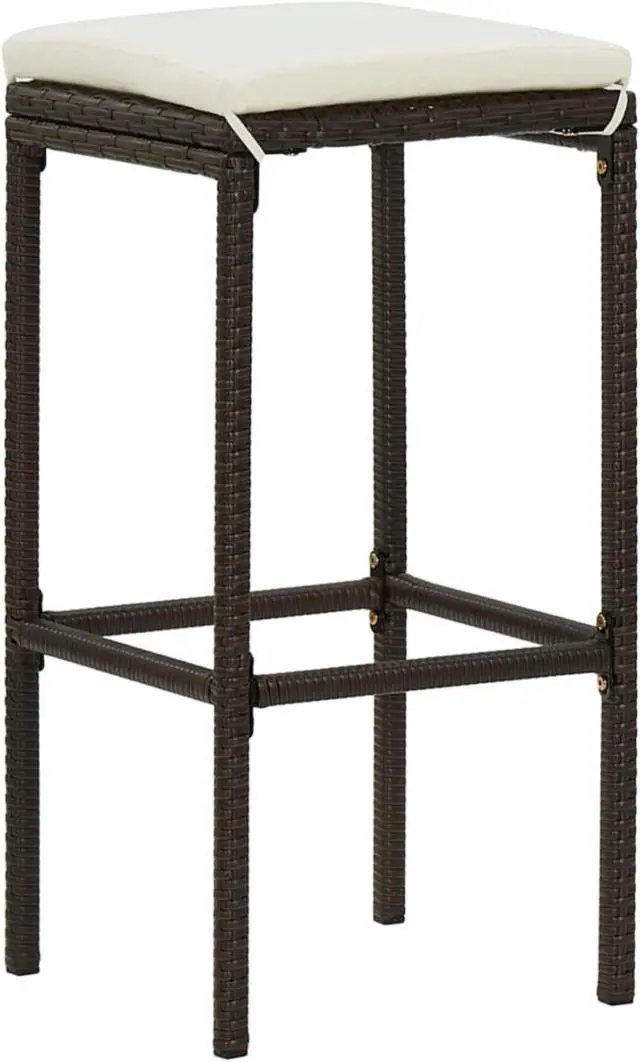 Alt view image 6 of 13 - vidaXL 5 Piece Garden Bar Set with Cushions Poly Rattan Brown