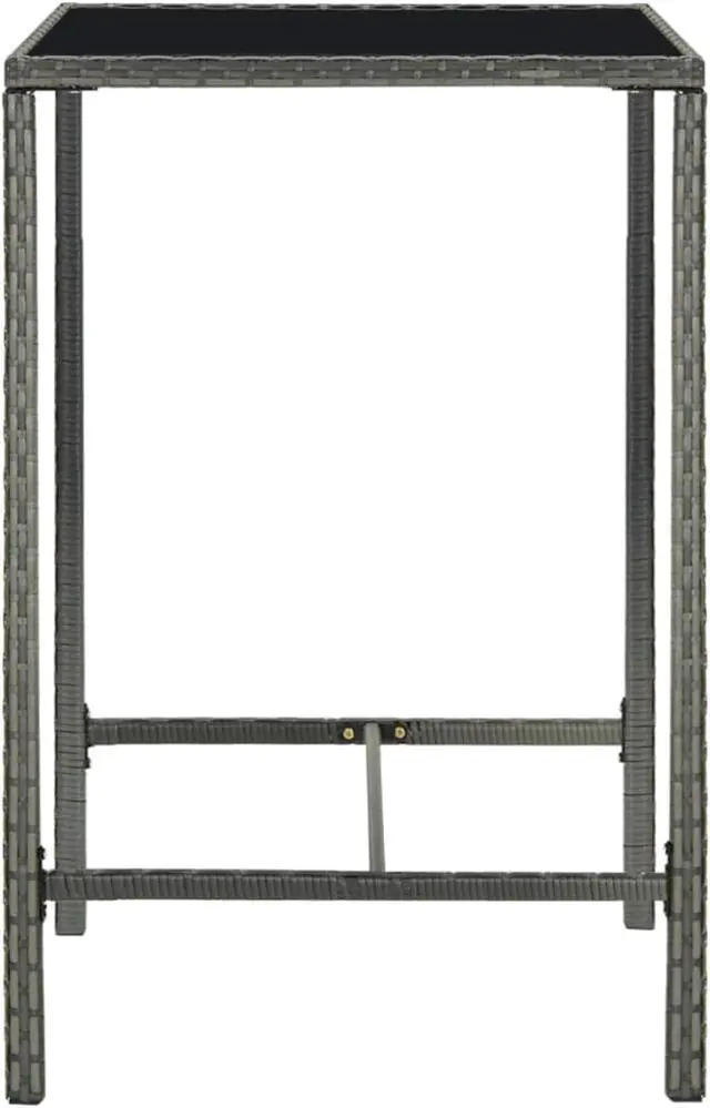 Alt view image 4 of 12 - vidaXL 3 Piece Garden Bar Set Poly Rattan Gray