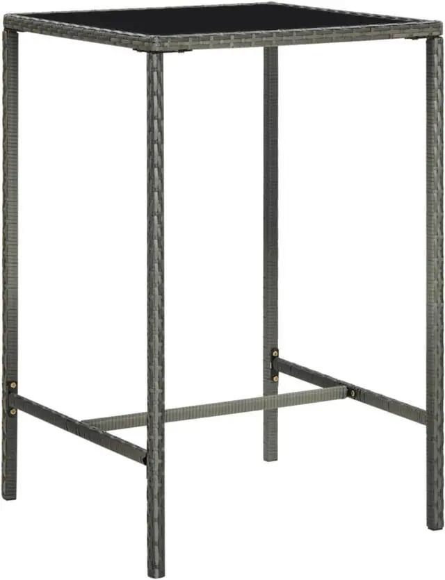 Alt view image 2 of 12 - vidaXL 3 Piece Garden Bar Set Poly Rattan Gray