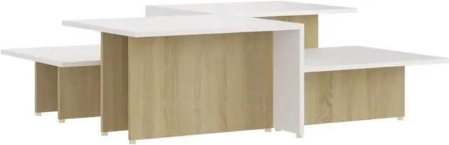 Alt view image 8 of 11 - vidaXL Coffee Tables 2 Pcs End Side Table Sonoma Oak and White Engineered Wood