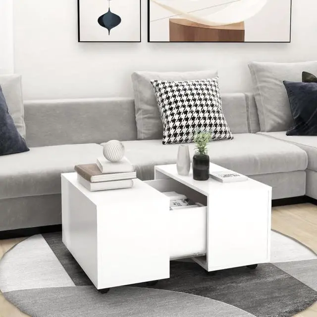 Alt view image 8 of 13 - vidaXL Coffee Table End Table Living Room Sofa Table White Engineered Wood