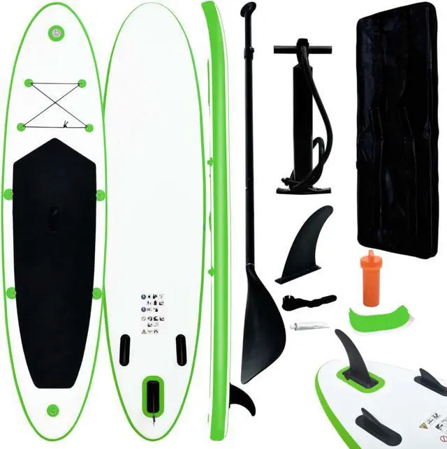 Alt view image 8 of 12 - vidaXL Paddleboard Set with Accessories Inflatable Paddleboard Green and White