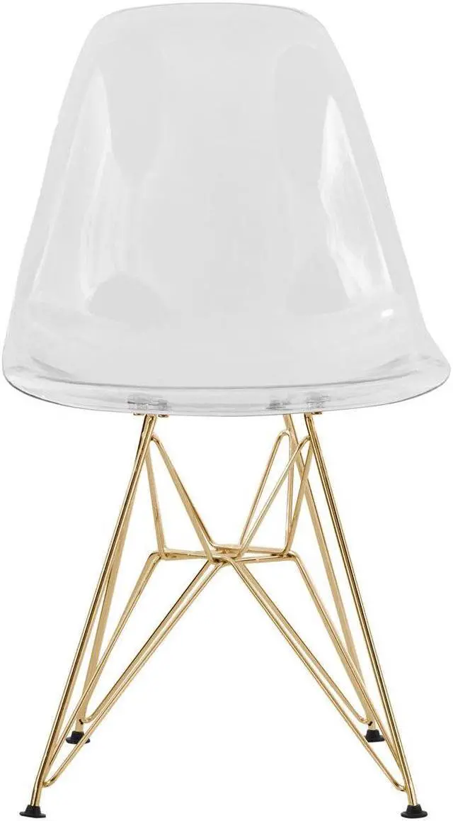 Alt view image 20 of 20 - LeisureMod Cresco Modern Eiffel Base Molded Dining Chair with Gold Base Clear
