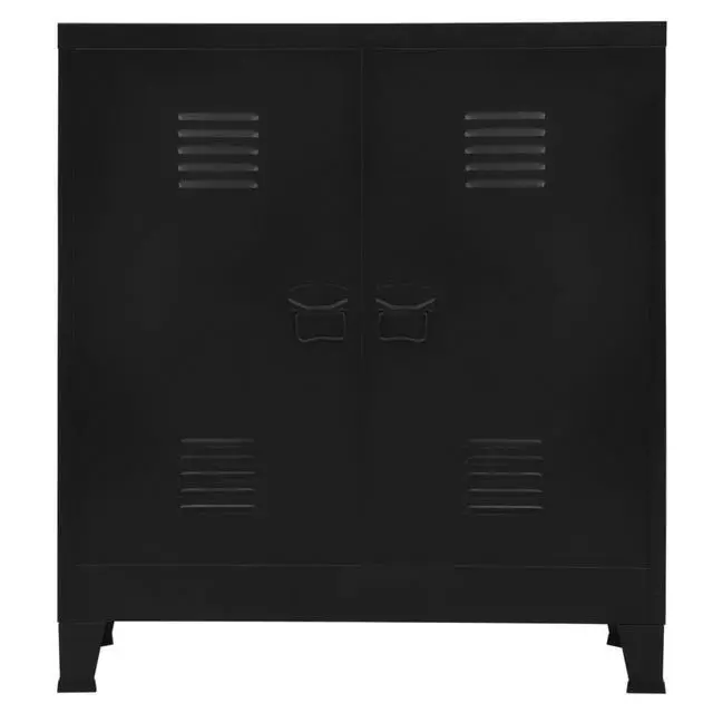 Alt view image 17 of 17 - vidaXL File Cabinet Sideboard Storage Chest Cabinet with Doors Black Steel