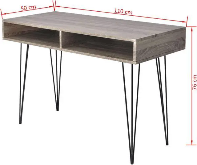 Alt view image 8 of 11 - vidaXL Desk Home Office Computer Desk Writing Table with 2 Compartments Gray