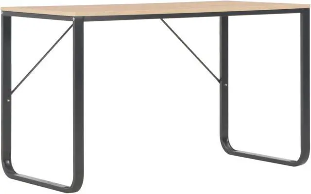 Alt view image 9 of 11 - vidaXL Computer Desk Home Office Table Writing Desk with Frame Black and Oak