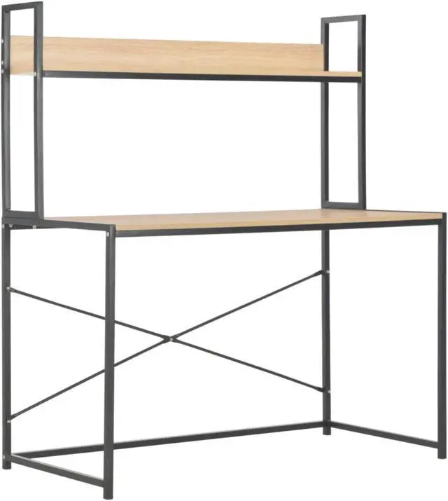 Alt view image 9 of 18 - vidaXL Computer Desk Home Office Table Desk with Metal Frame Black and Oak