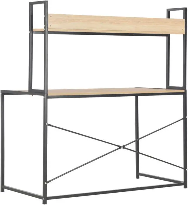 Alt view image 11 of 18 - vidaXL Computer Desk Home Office Table Desk with Metal Frame Black and Oak