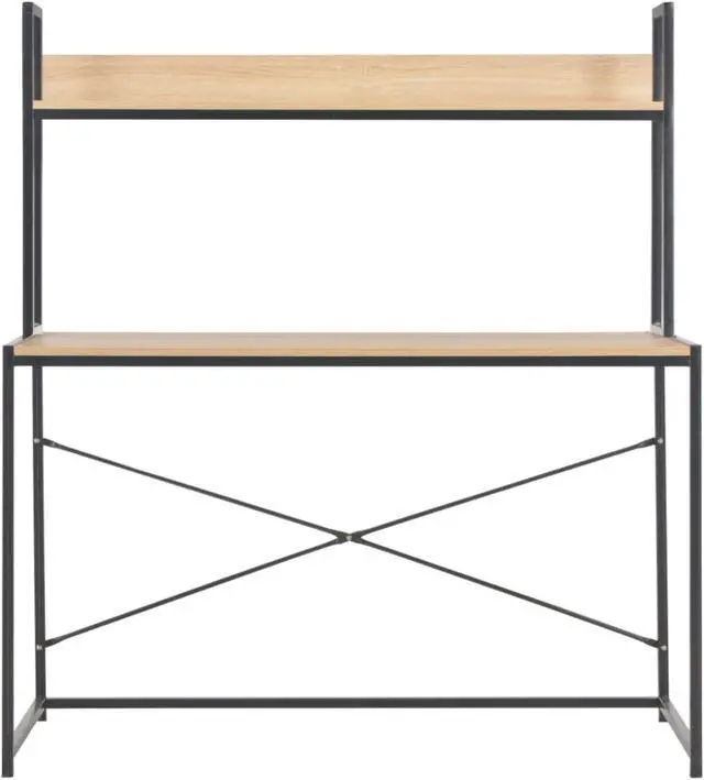 Alt view image 10 of 18 - vidaXL Computer Desk Home Office Table Desk with Metal Frame Black and Oak