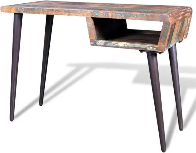 Alt view image 8 of 15 - vidaXL Desk Computer Desk Writing Table with Iron Legs Solid Wood Reclaimed