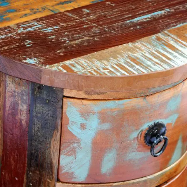 Alt view image 8 of 13 - vidaXL Solid Reclaimed Wood Storage Cabinet 3 Drawer Handmade Rustic Retro