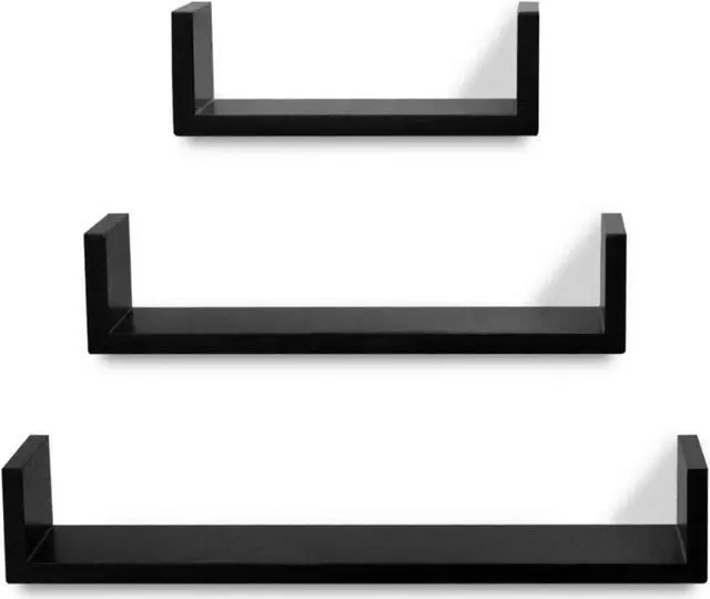 Alt view image 9 of 11 - vidaXL Wall Shelves Floating Shelves Display Shelves Wall Mounted 3 Pcs Black