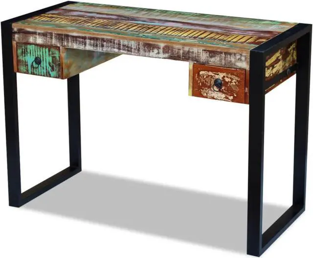 Alt view image 11 of 15 - vidaXL Desk Home Office Desk Computer Desk Workstation Solid Wood Reclaimed