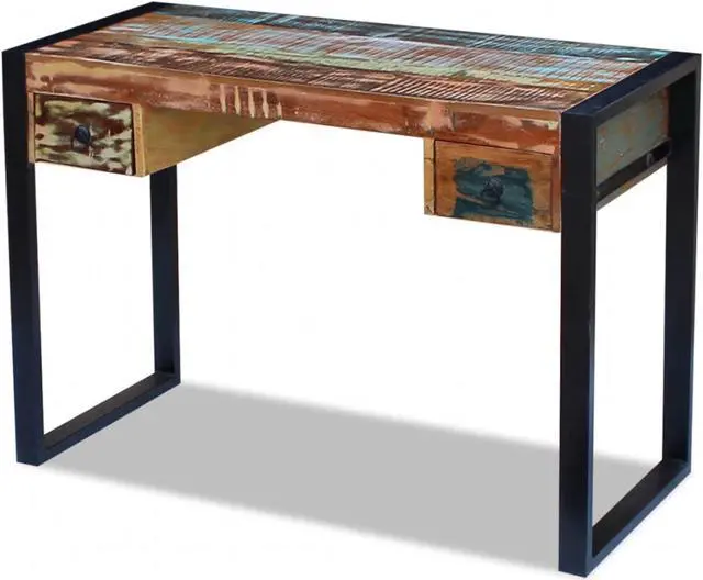 Alt view image 12 of 15 - vidaXL Desk Home Office Desk Computer Desk Workstation Solid Wood Reclaimed