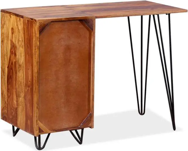 Alt view image 9 of 15 - vidaXL Writing Desk Honey Brown Solid Acacia Wood Medium Writing Desk