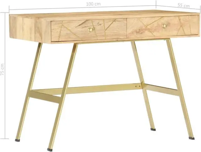 Alt view image 7 of 18 - vidaXL Writing Desk with Drawers 39.4"x21.7"x29.5" Solid Mango Wood
