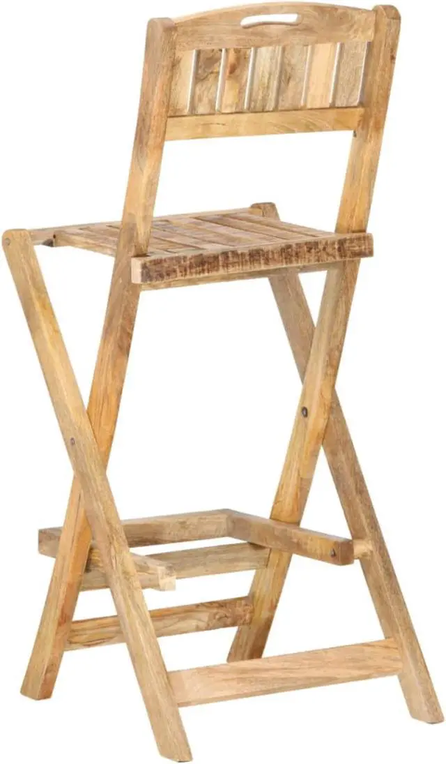 Alt view image 4 of 18 - vidaXL Folding Patio Bar Chairs 2 pcs Solid Mango Wood