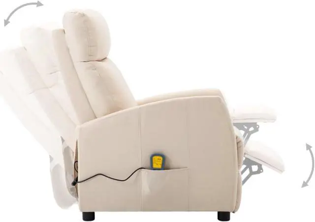 Alt view image 8 of 17 - vidaXL Massage Chair Electric Massaging Recliner Chair for Elderly Cream Fabric