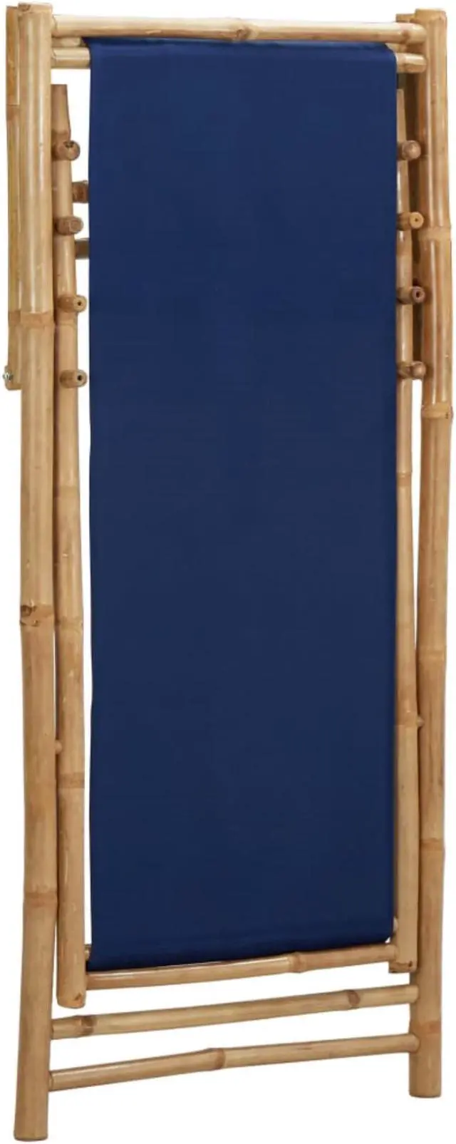 Alt view image 6 of 16 - vidaXL Deck Chair Bamboo and Canvas Navy Blue