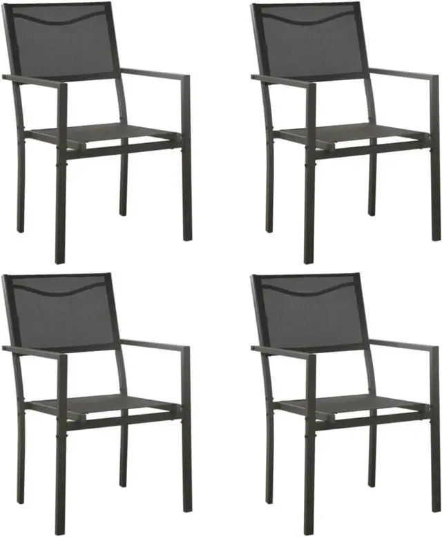 Alt view image 2 of 13 - vidaXL Patio Chairs 4 pcs Textilene and Steel Black and Anthracite