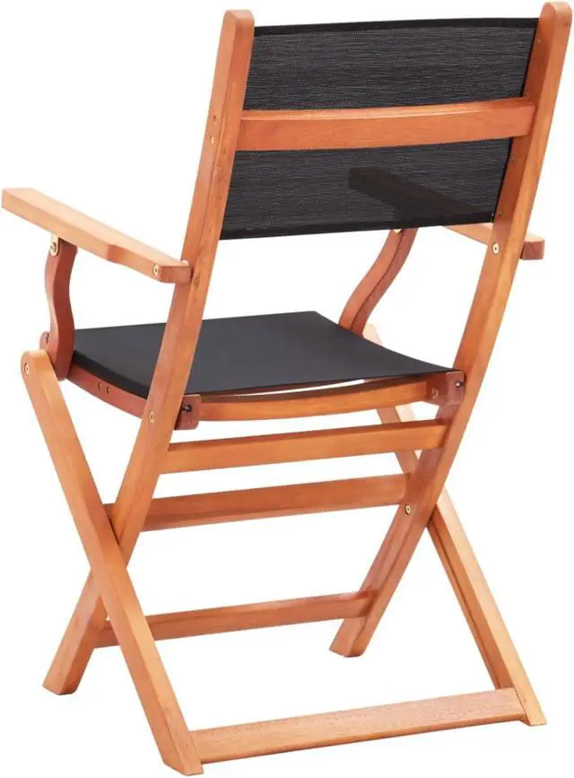 Alt view image 12 of 17 - vidaXL Patio Folding Chairs 2 Pcs Garden Chair Solid Wood Eucalyptus&Textilene